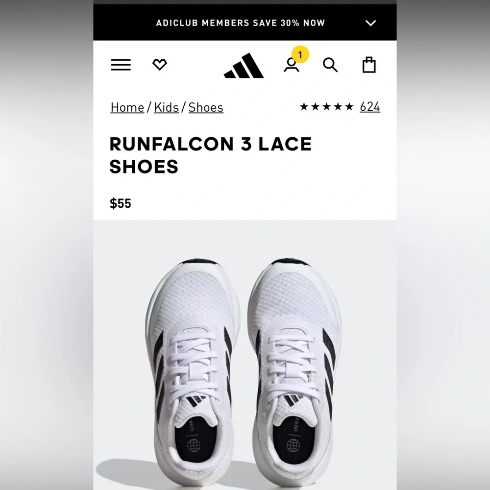 ADIDAS RUNFALCON 3 LACE SHOES - Picture 2 of 11